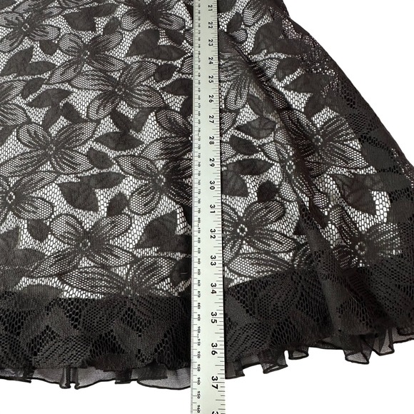 Y2K Whimsygoth Brown / cream‎ Lace overlay Dress w/tule ruffle bottom fairycore - Picture 5 of 15